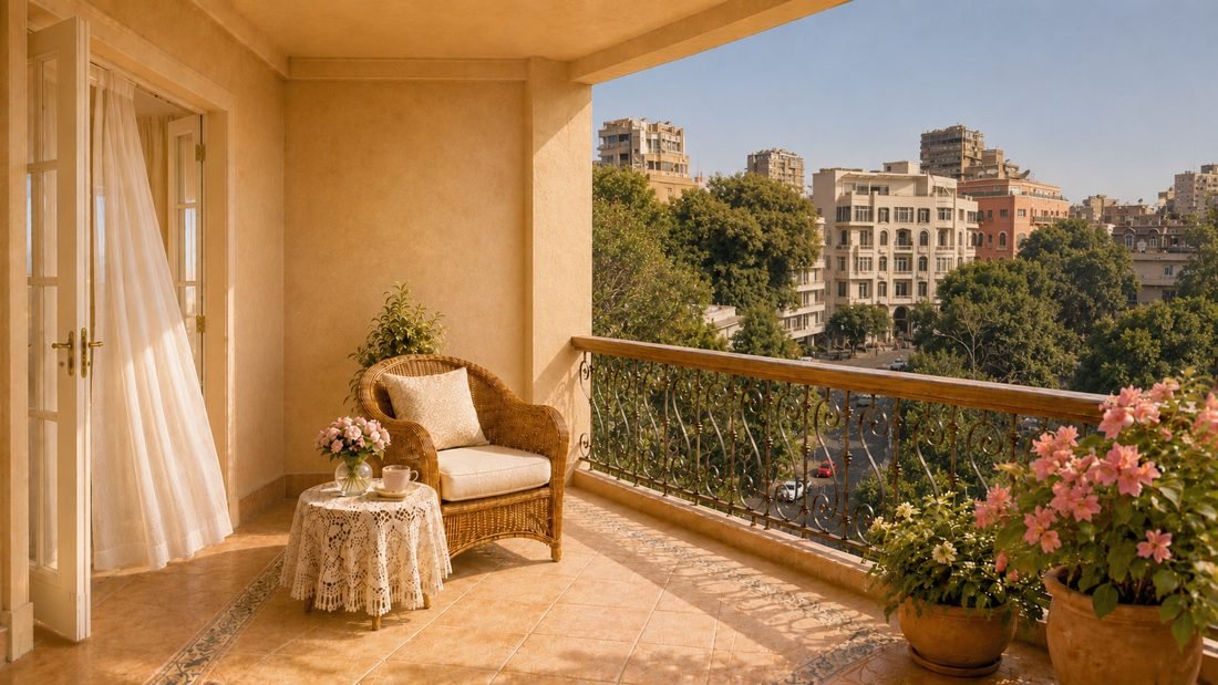Cinematic AI location — Sunlit apartment balcony