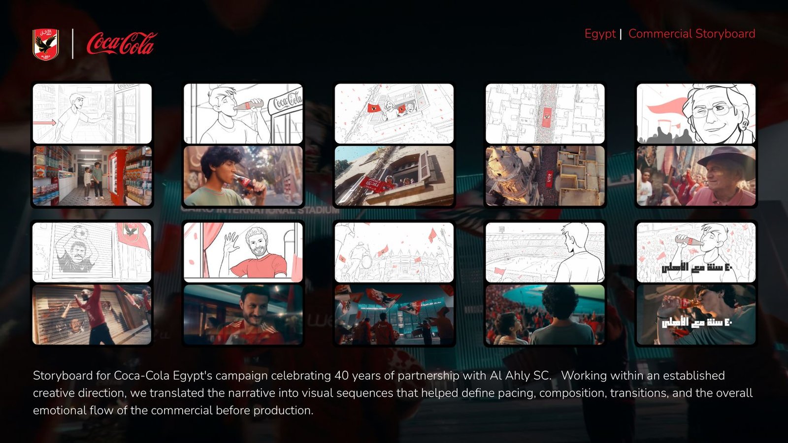 Coca-Cola x Al Ahly commercial storyboard