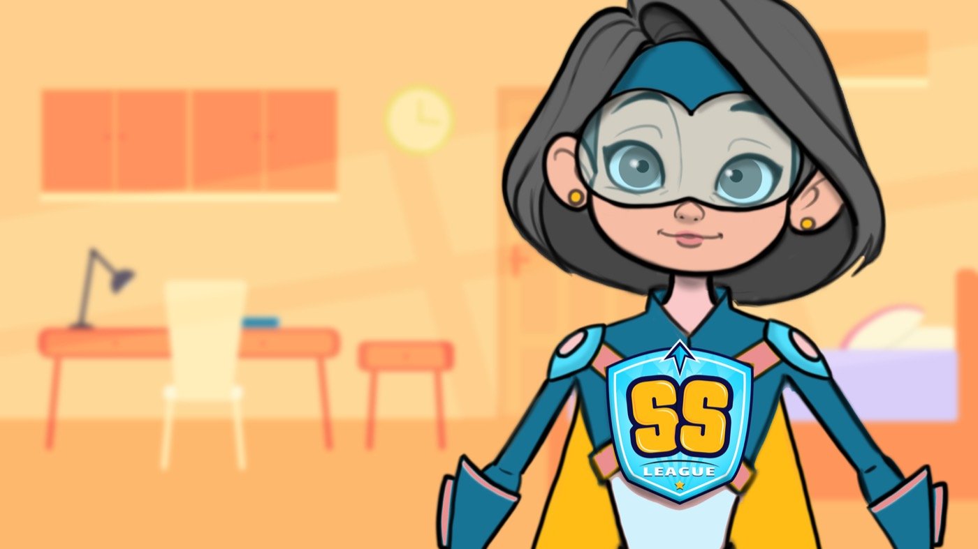 The girl hero at her desk