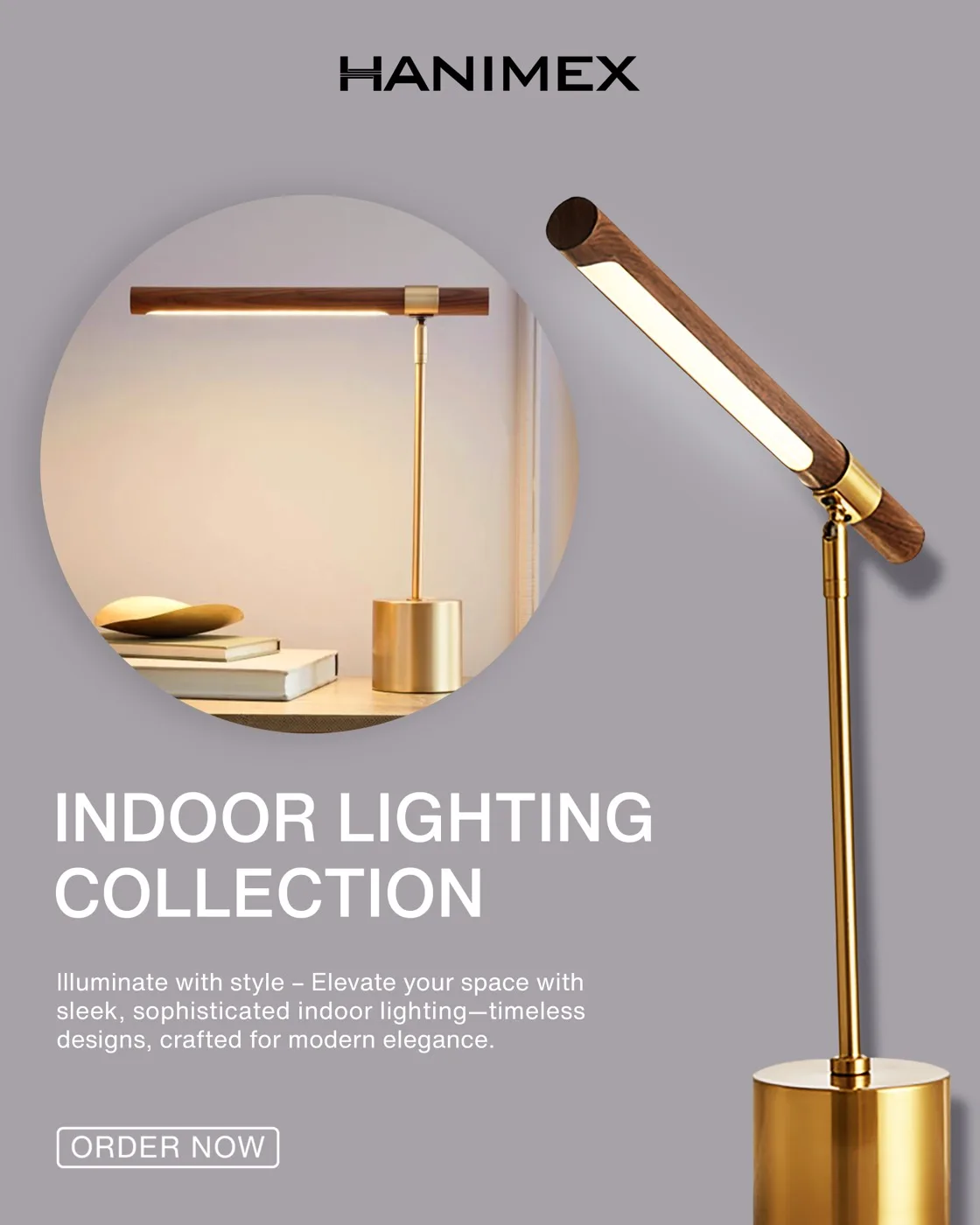 Hanimex indoor lighting collection — brass desk lamp