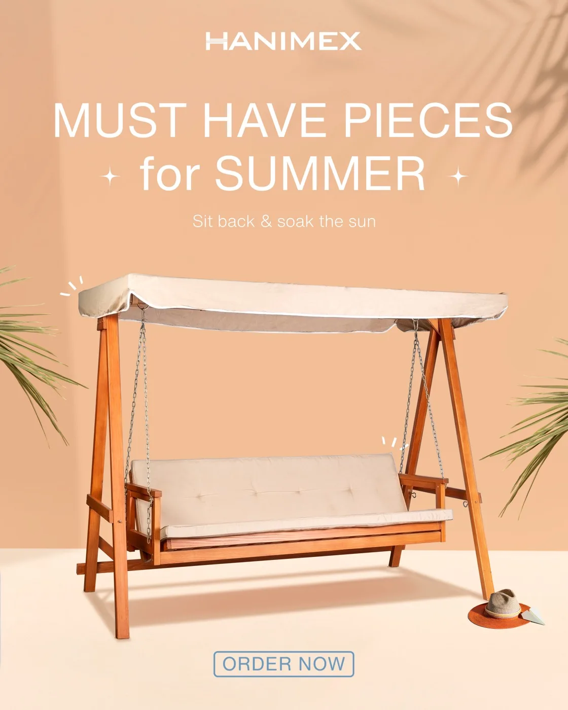 Hanimex garden swing seat — sit back and soak up the sun