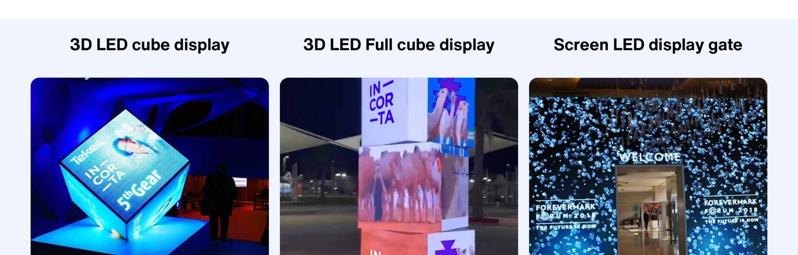3D LED cube activations and an LED display gate branded for Incorta