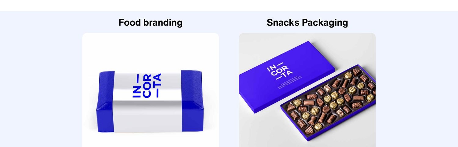 Incorta-branded food and snack packaging