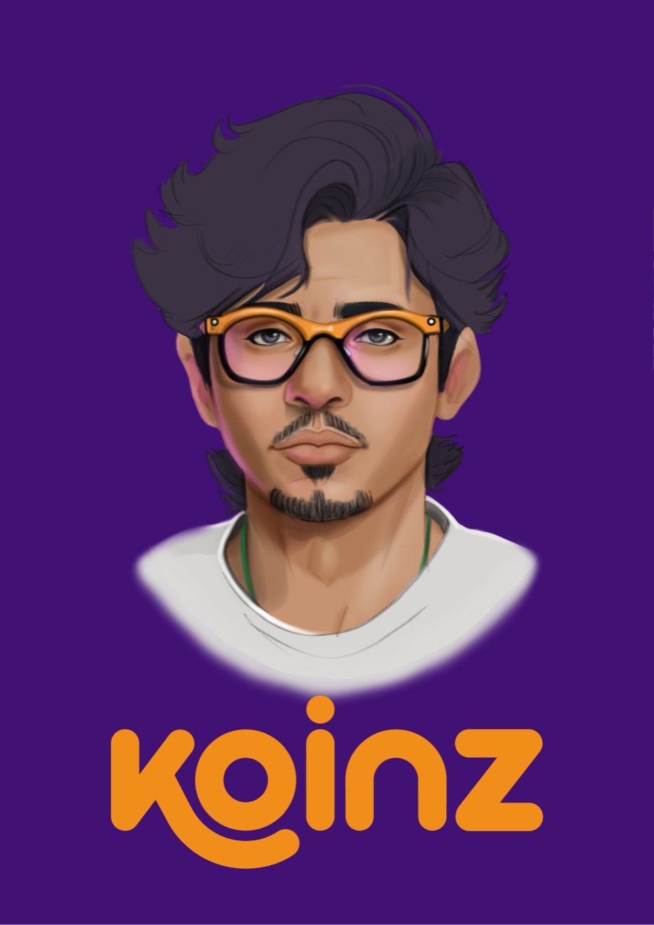 Yazeed rendered on a Koinz-purple background