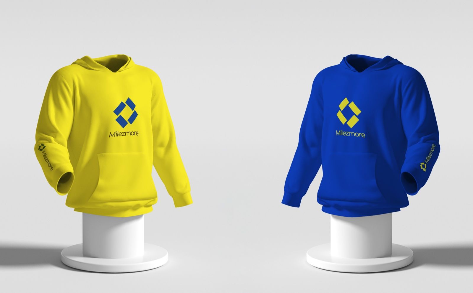 Milezmore hoodies in yellow and blue