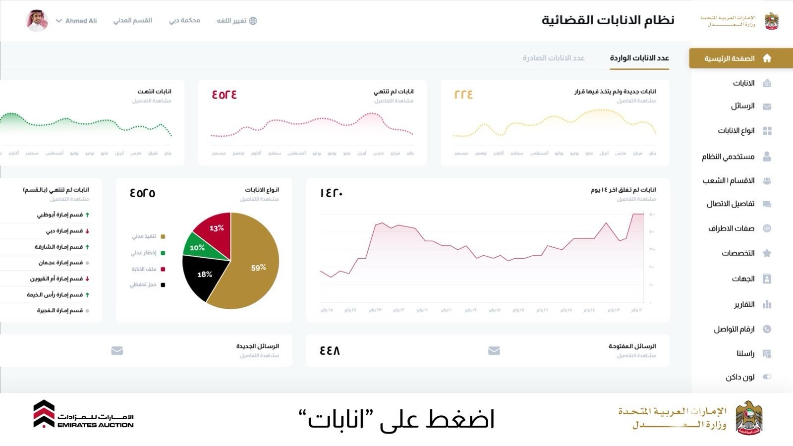 Judicial Delegations system dashboard with analytics