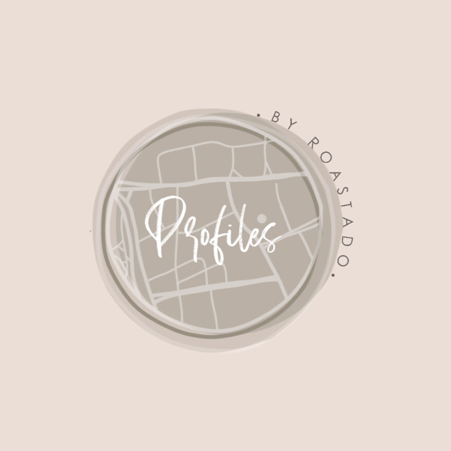 profiles by Roastado globe monogram embossed on cream