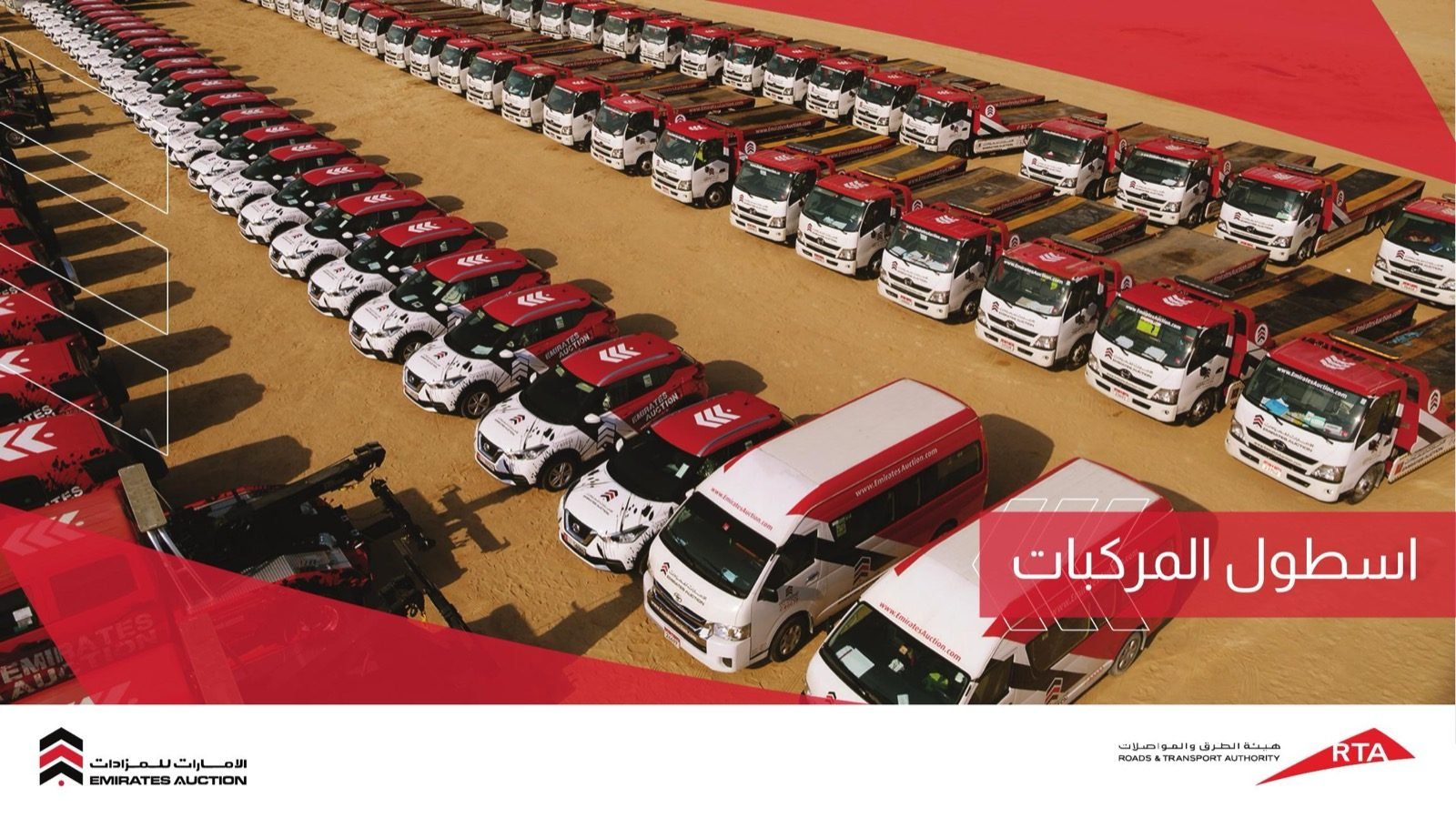Aerial desert lineup of the full recovery fleet