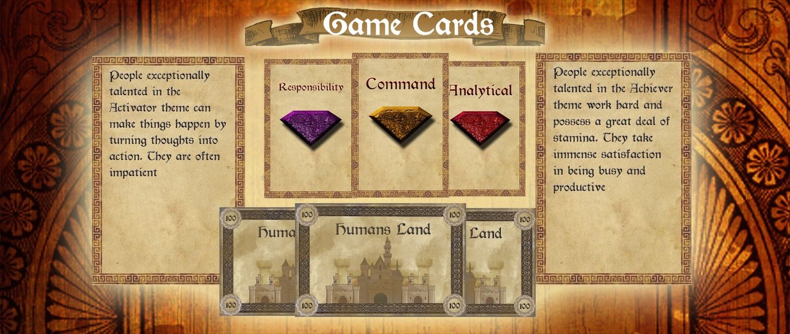 Game cards — strengths and land currency