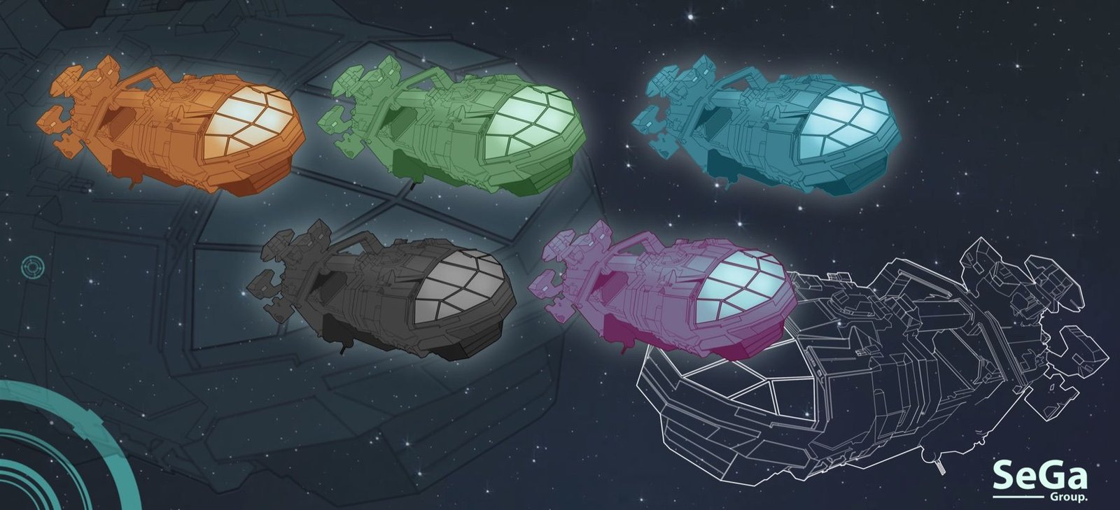 Five team spaceships