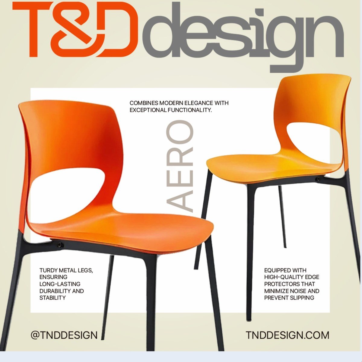 T&D design social post — AERO stackable chair range