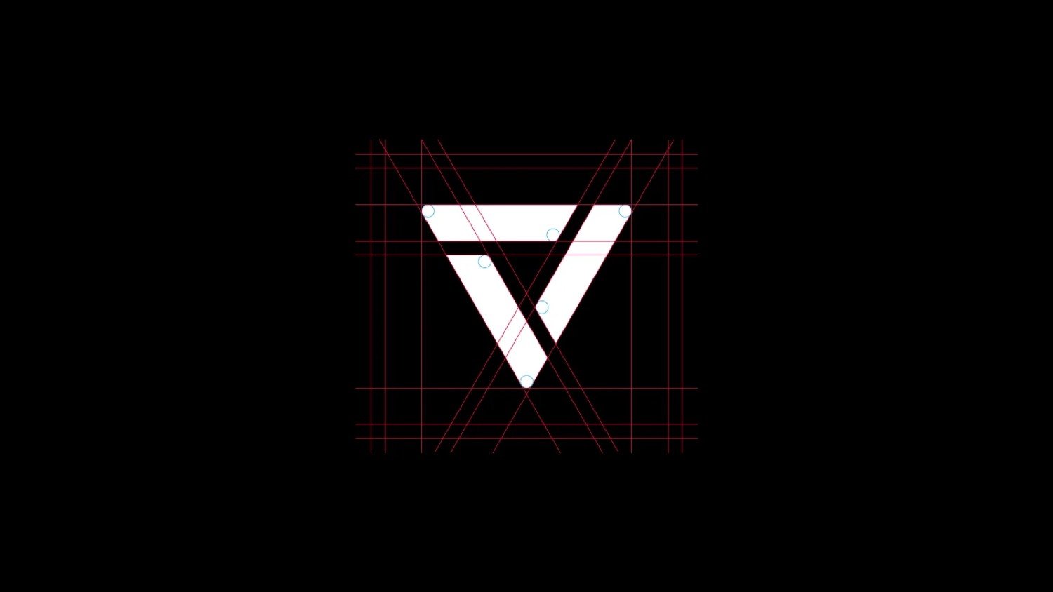 Techno Vision arrow monogram on a construction grid