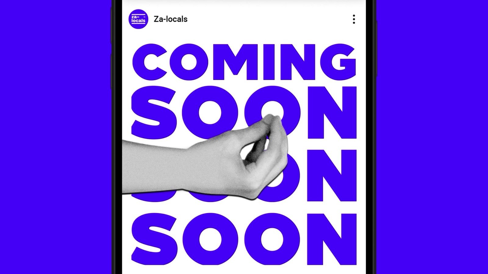 Coming Soon teaser — kinetic type and hand