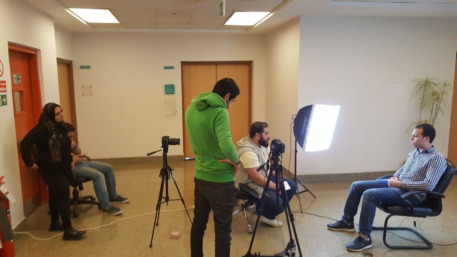 Behind the scenes — the Monzology crew filming the documentary interviews at Zewail City